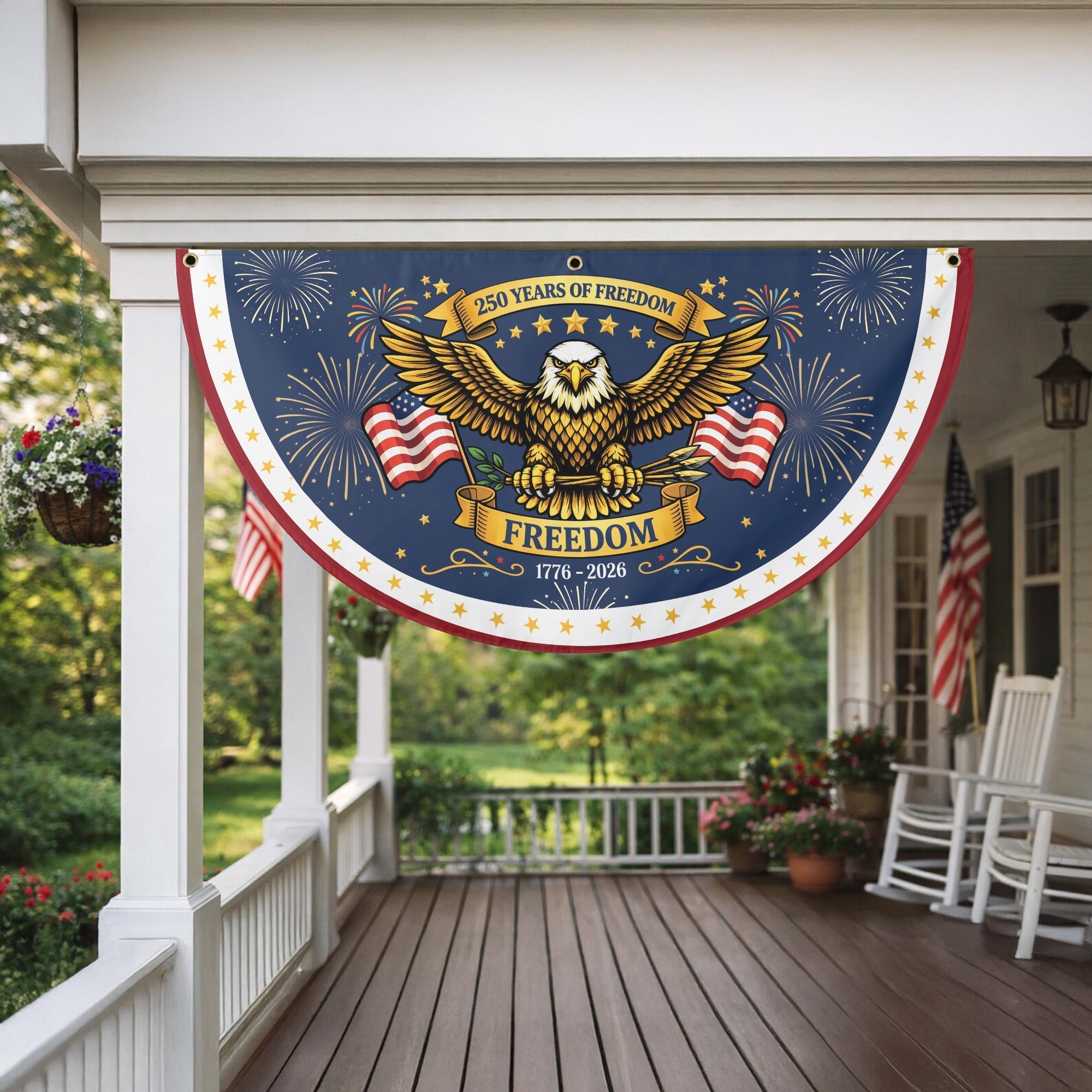 250th Anniversary Freedom Flag - American Eagle and Fireworks 1776-2026