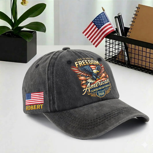 Personalized 250th Anniversary Baseball Cap - American Bald Eagle Freedom USA