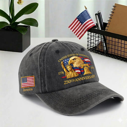 Personalized 250th Anniversary Baseball Cap - American Eagle Statue of Liberty Hat