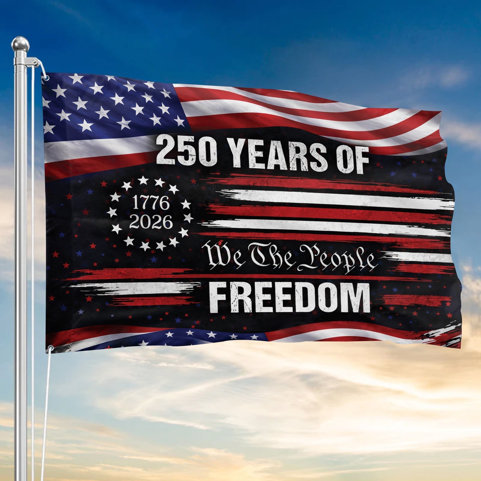 Patriotic 250th Anniversary 1776 2026 United States of America Semiquincentennial Grommet Flag