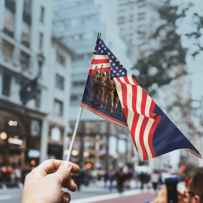250th Anniversary Handheld Flag We the People Military Sacrifice and Service
