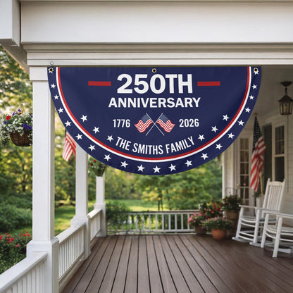 Personalized 1776-2026 USA 250th Anniversary Flag - Custom EMS EMT Paramedic Star of Life Emergency Half Round Fan Banner Patriotic Bunting Flag