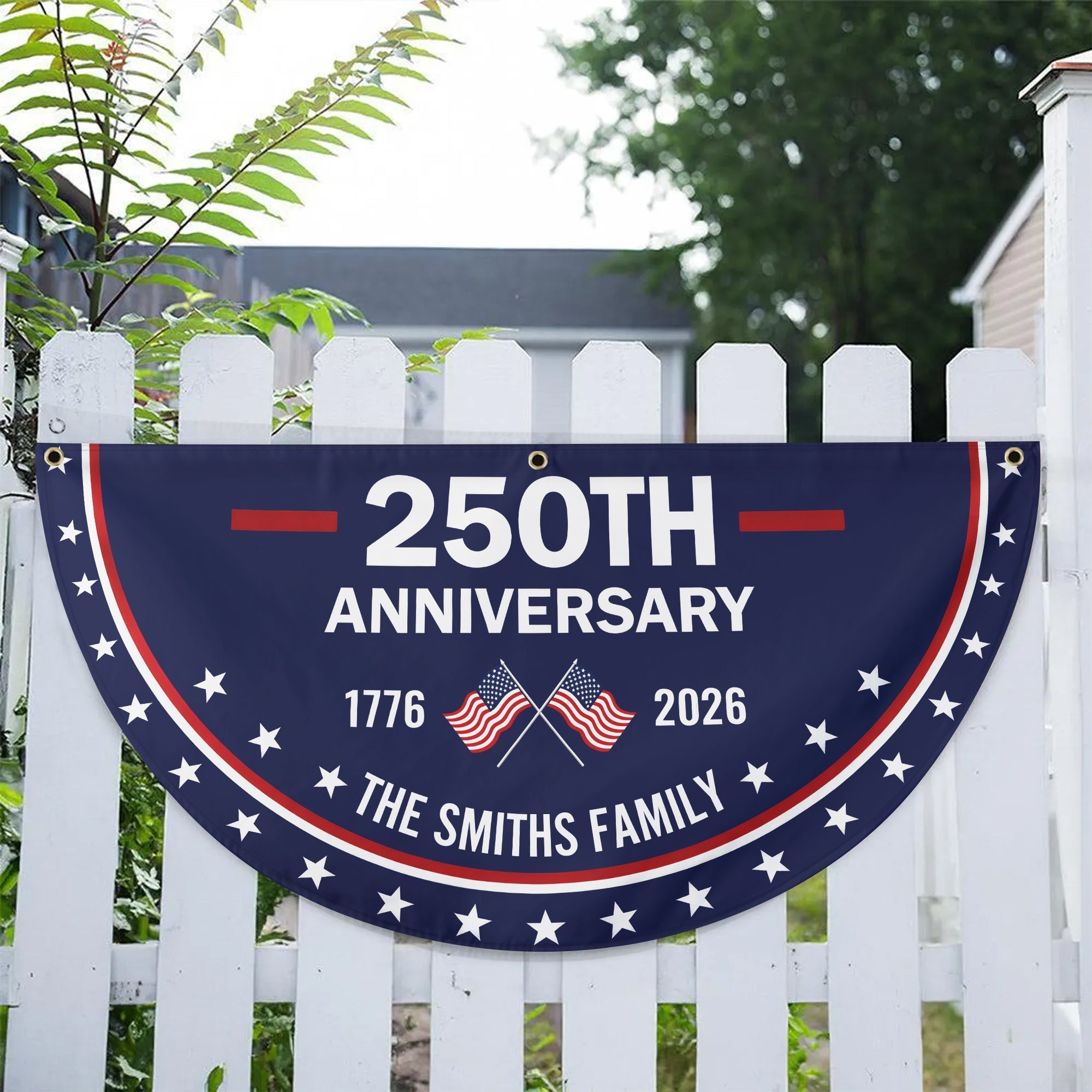 Personalized 1776-2026 USA 250th Anniversary Flag - Custom EMS EMT Paramedic Star of Life Emergency Half Round Fan Banner Patriotic Bunting Flag