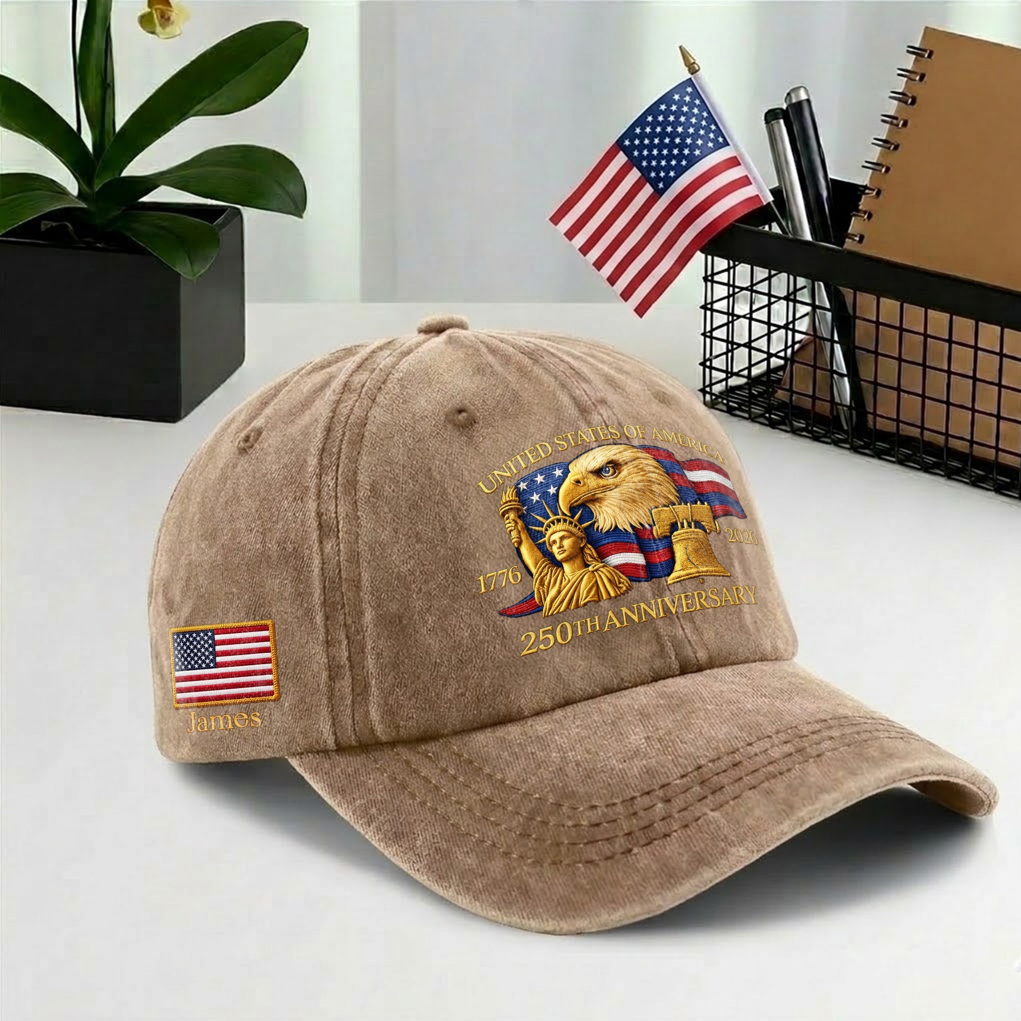 Personalized 250th Anniversary Baseball Cap - American Eagle Statue of Liberty Hat