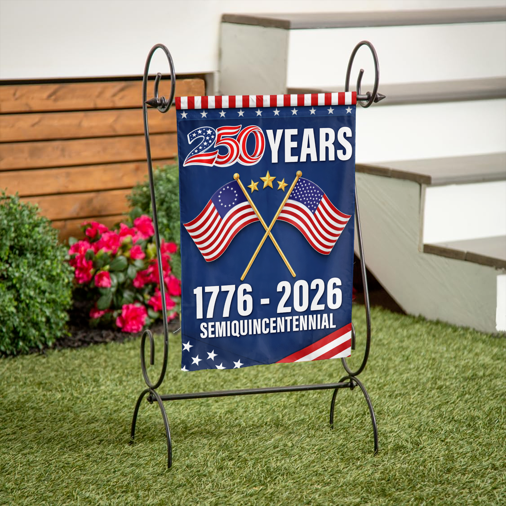 American Flag 250th Anniversary Garden Flag 1776-2026 Patriotic USA Yard Flag, Semiquincentennial Decor