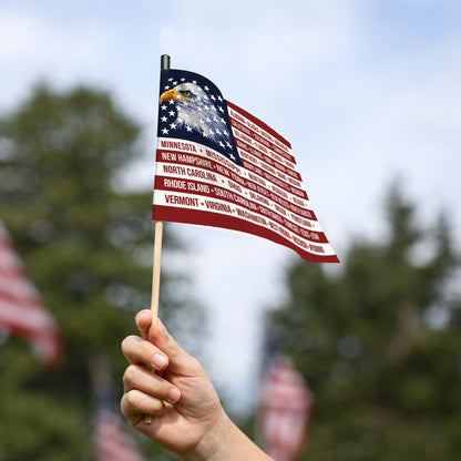 American 250th Anniversary Handheld Flag - Eagle USA Flag with 50 States Design