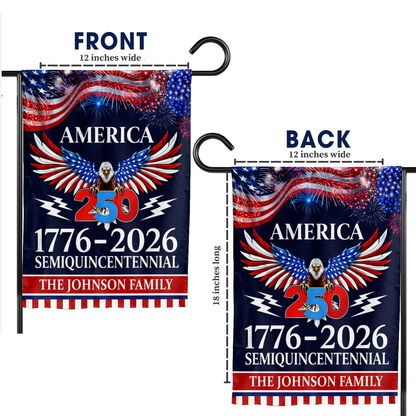 Personalized 1776-2026 USA 250th Anniversary Flag - Custom Military Soldier Home of The Free Because of The Brave Half Round Fan Banner Patriotic Bunting Garden Flag