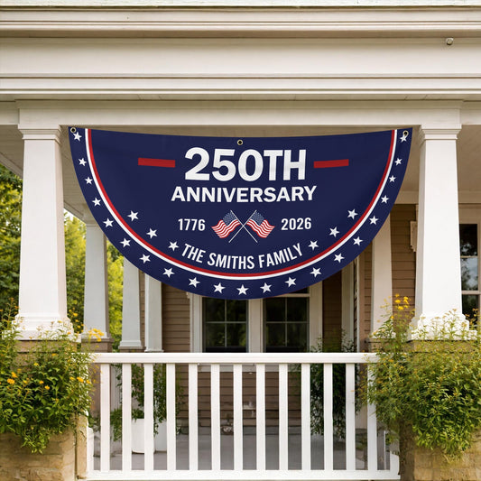 Personalized 1776-2026 USA 250th Anniversary Flag - Custom EMS EMT Paramedic Star of Life Emergency Half Round Fan Banner Patriotic Bunting Flag