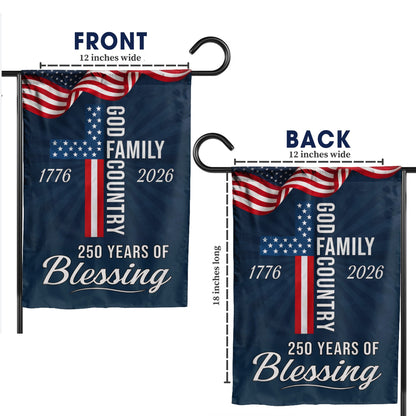 God Family Country Garden Flag – Christian Patriotic Cross Flag 250th Anniversary 1776-2026 Outdoor Decor