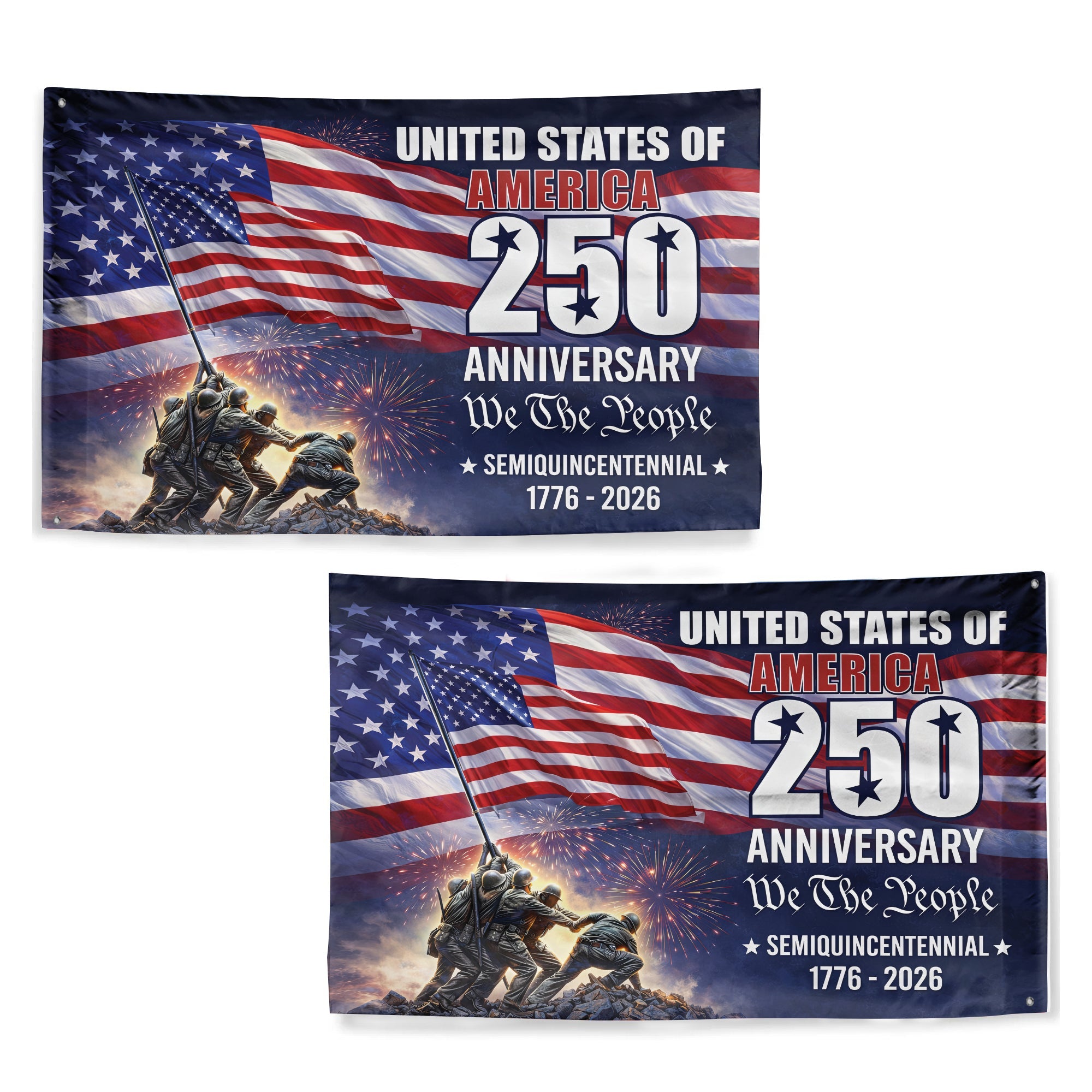 Patriotic 250th Anniversary 1776 2026 United States of America Semiquincentennial Grommet Flag