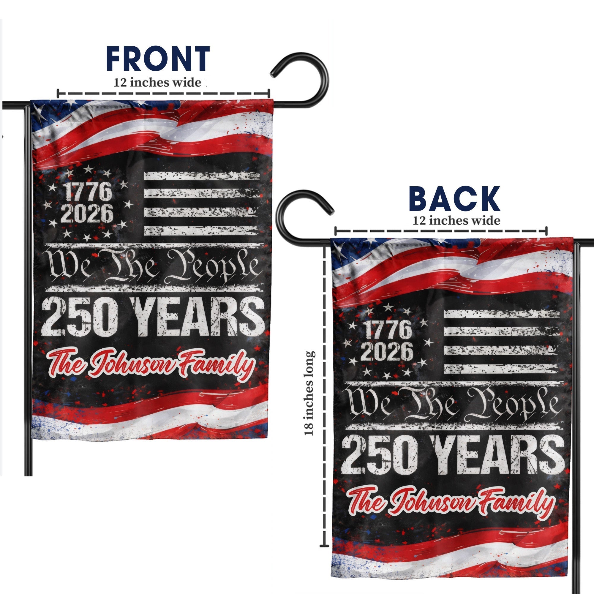 Personalized 1776-2026 USA 250th Anniversary Flag - Custom Thin Blue Line Police Law Enforcement Back The Blue Half Round Fan Banner Patriotic Bunting Flag