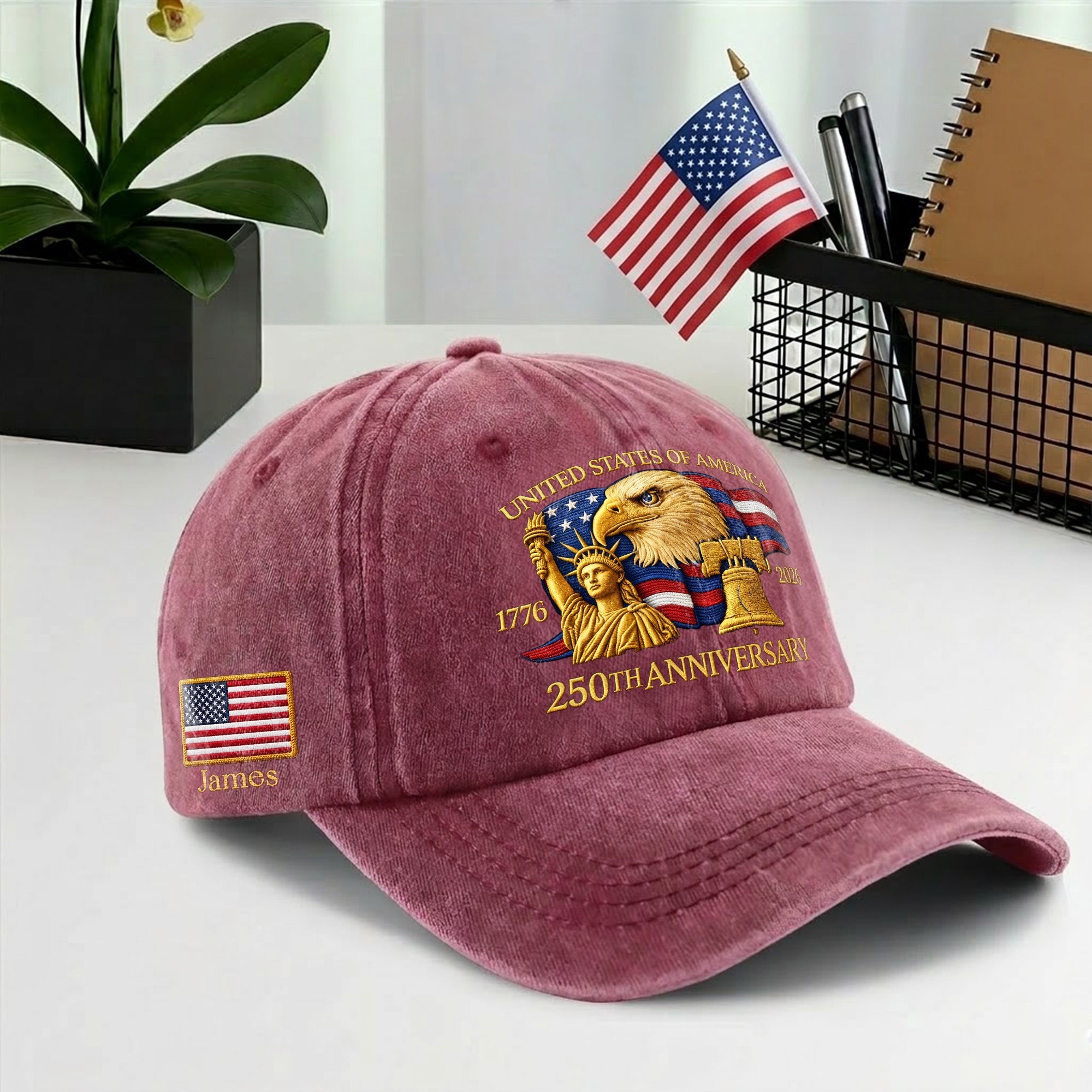 Personalized 250th Anniversary Baseball Cap - American Eagle Statue of Liberty Hat