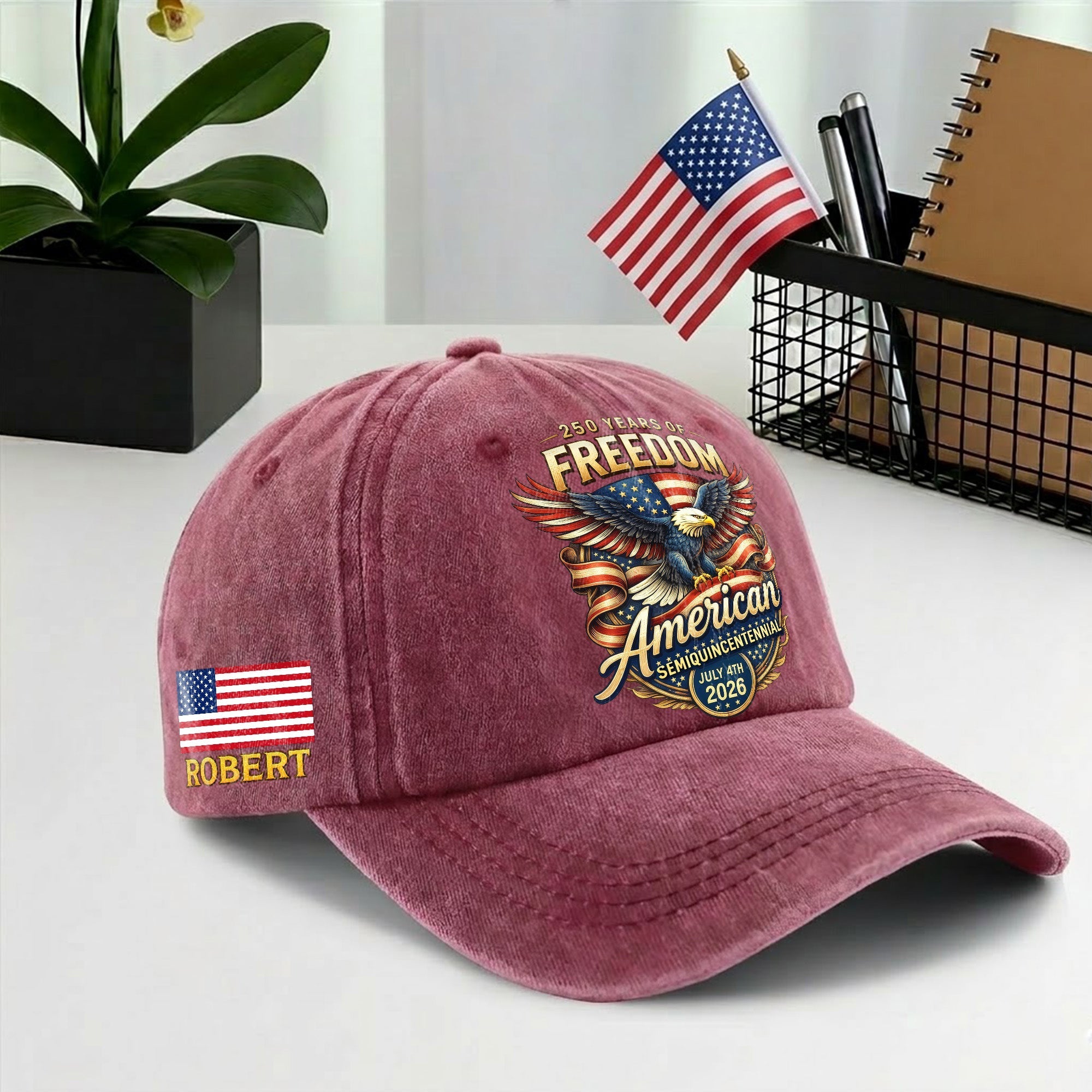 Personalized 250th Anniversary Baseball Cap - American Bald Eagle Freedom USA