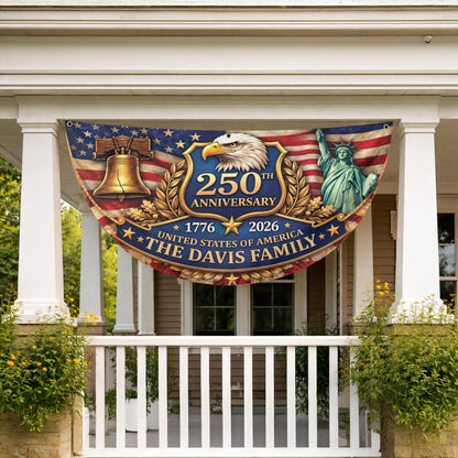 Personalized 1776-2026 USA 250th Anniversary Flag - Custom Security Guard Security Officer Officer Badge Half Round Fan Banner Patriotic Bunting Flag