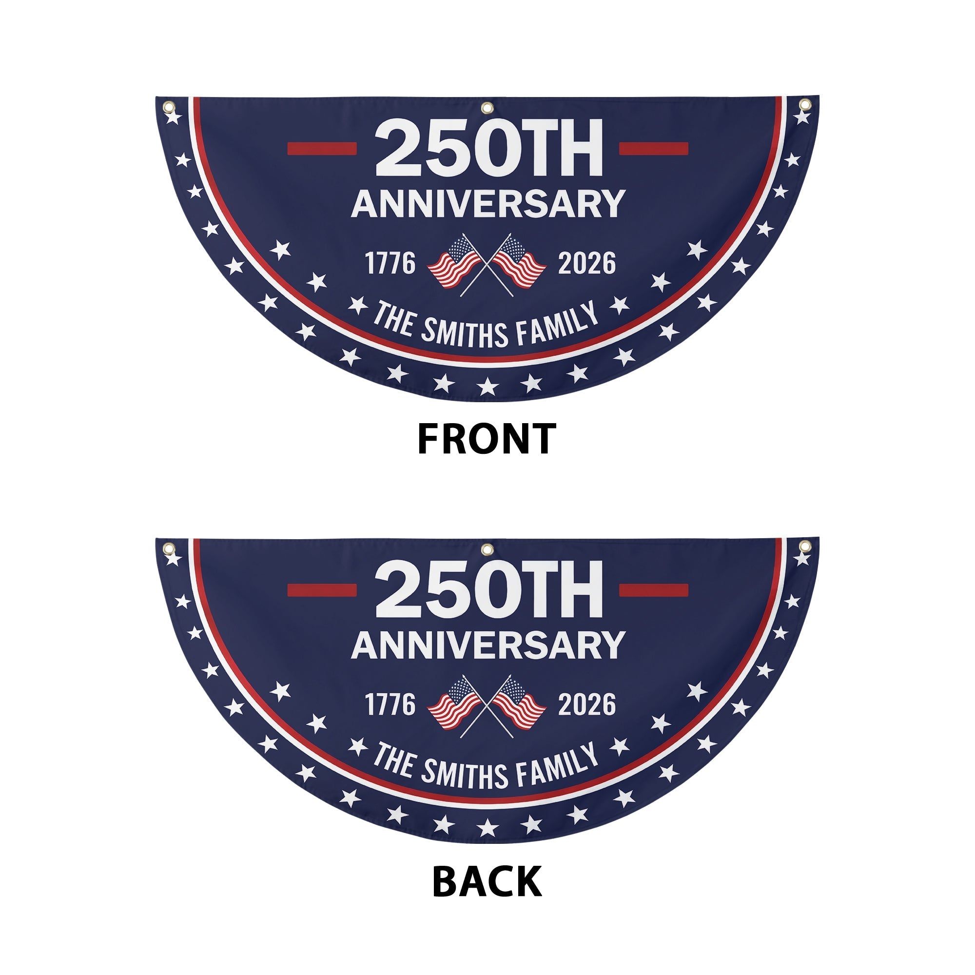 Personalized 1776-2026 USA 250th Anniversary Flag - Custom EMS EMT Paramedic Star of Life Emergency Half Round Fan Banner Patriotic Bunting Flag