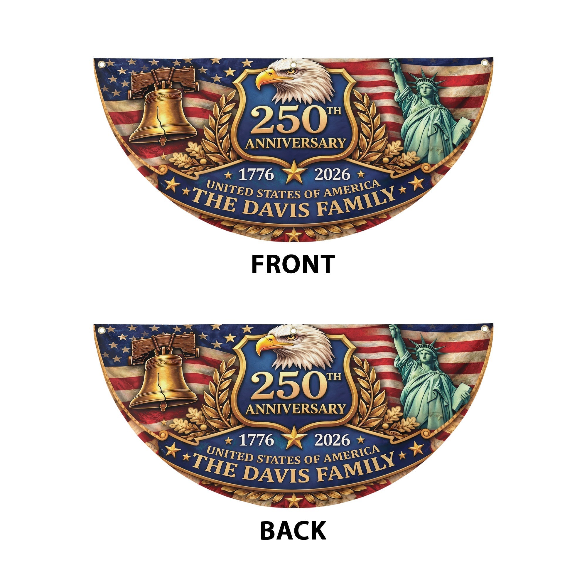 Personalized 1776-2026 USA 250th Anniversary Flag - Custom Security Guard Security Officer Officer Badge Half Round Fan Banner Patriotic Bunting Flag