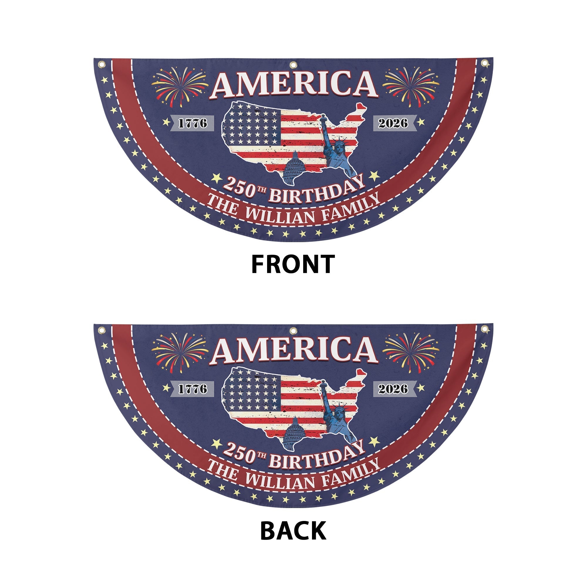 Personalized 1776-2026 USA 250th Anniversary Flag - Custom Sanitation Worker Waste Management Garbage Truck Half Round Fan Banner Patriotic Bunting Flag