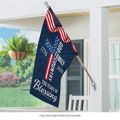 God Family Country Garden Flag – Christian Patriotic Cross Flag 250th Anniversary 1776-2026 Outdoor Decor