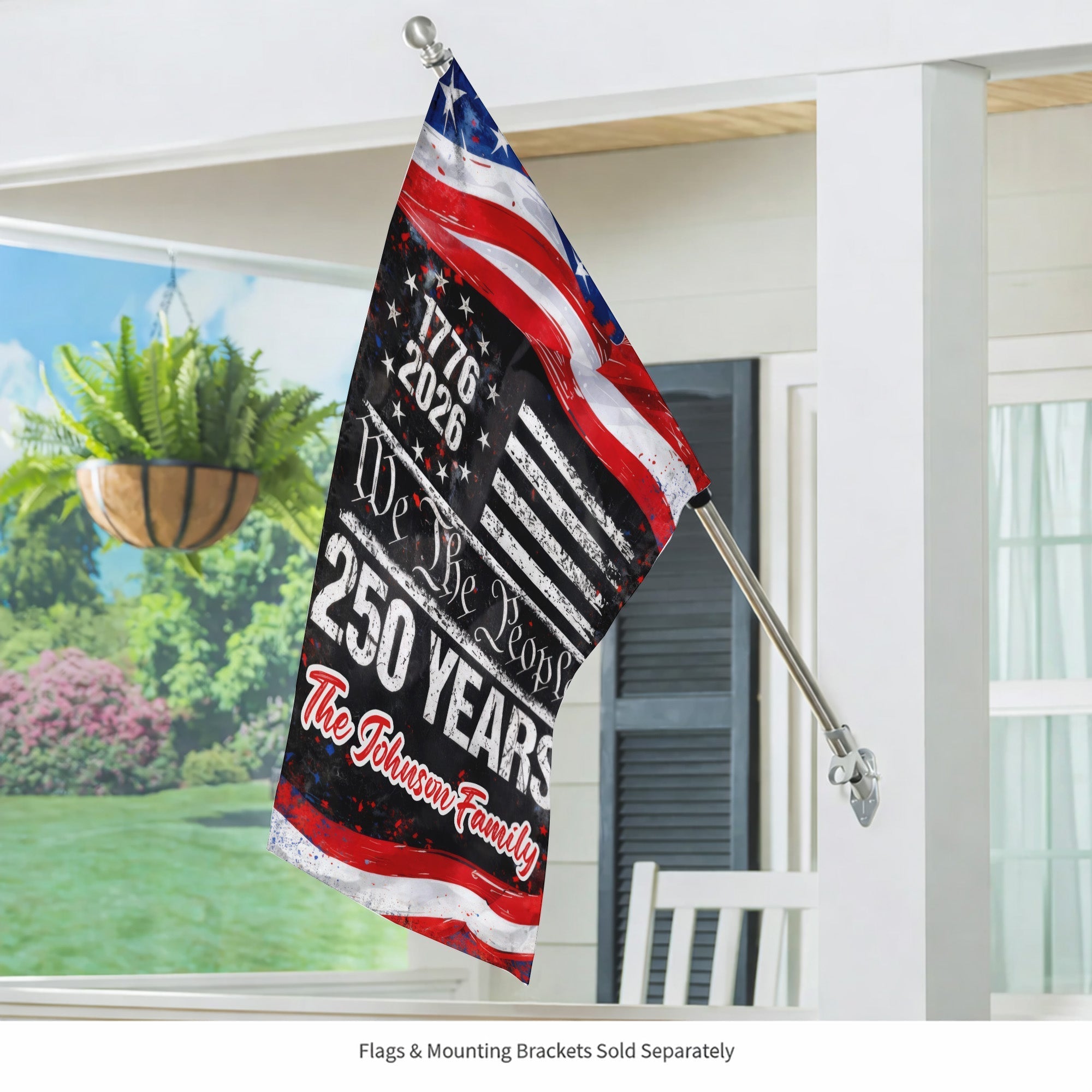Personalized 1776-2026 USA 250th Anniversary Flag - Custom Thin Blue Line Police Law Enforcement Back The Blue Half Round Fan Banner Patriotic Bunting Flag