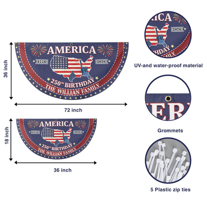 Personalized 1776-2026 USA 250th Anniversary Flag - Custom Sanitation Worker Waste Management Garbage Truck Half Round Fan Banner Patriotic Bunting Flag