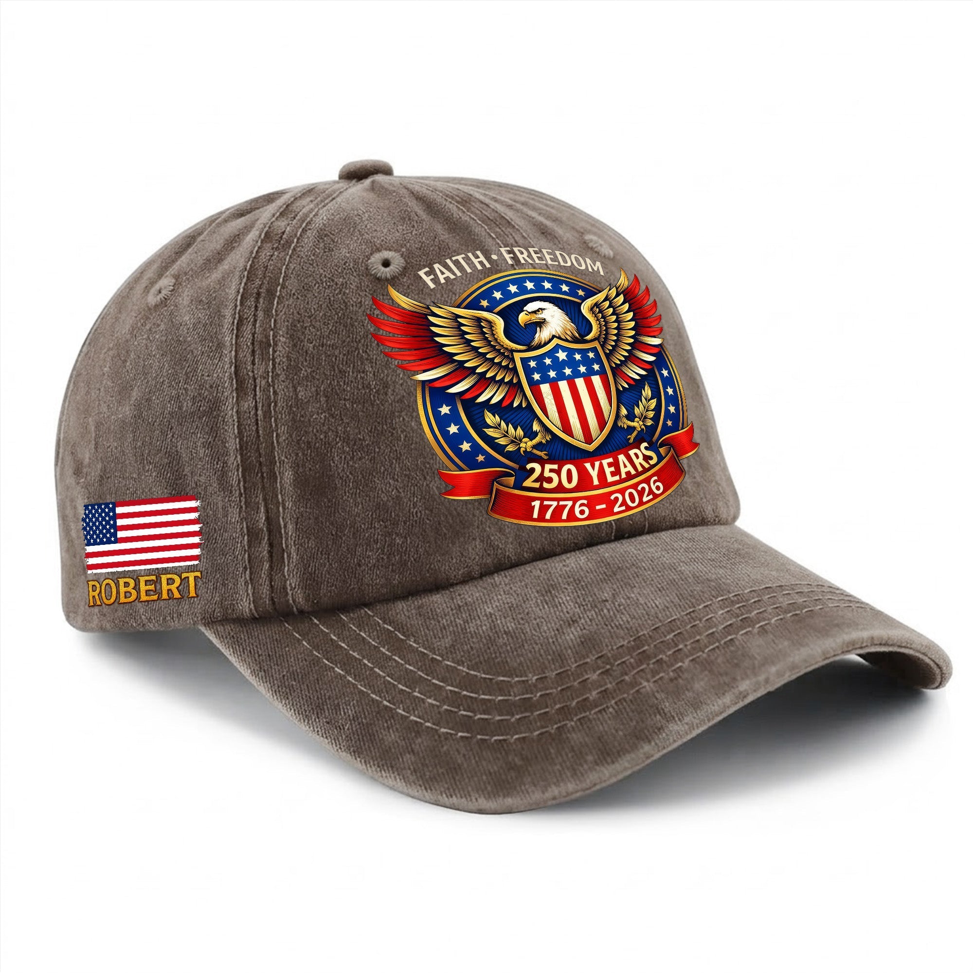 American 250th Anniversary Baseball Cap - Personalized Eagle Faith Freedom USA 1776 - 2026