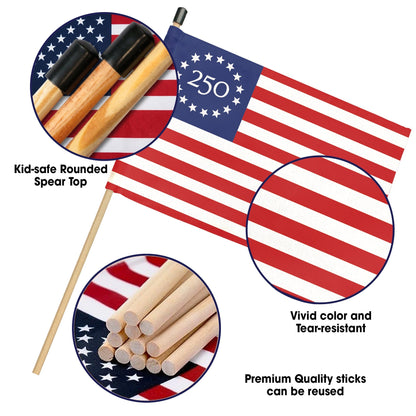 America's 250th Anniversary Handheld Flag - Betsy Ross Flag