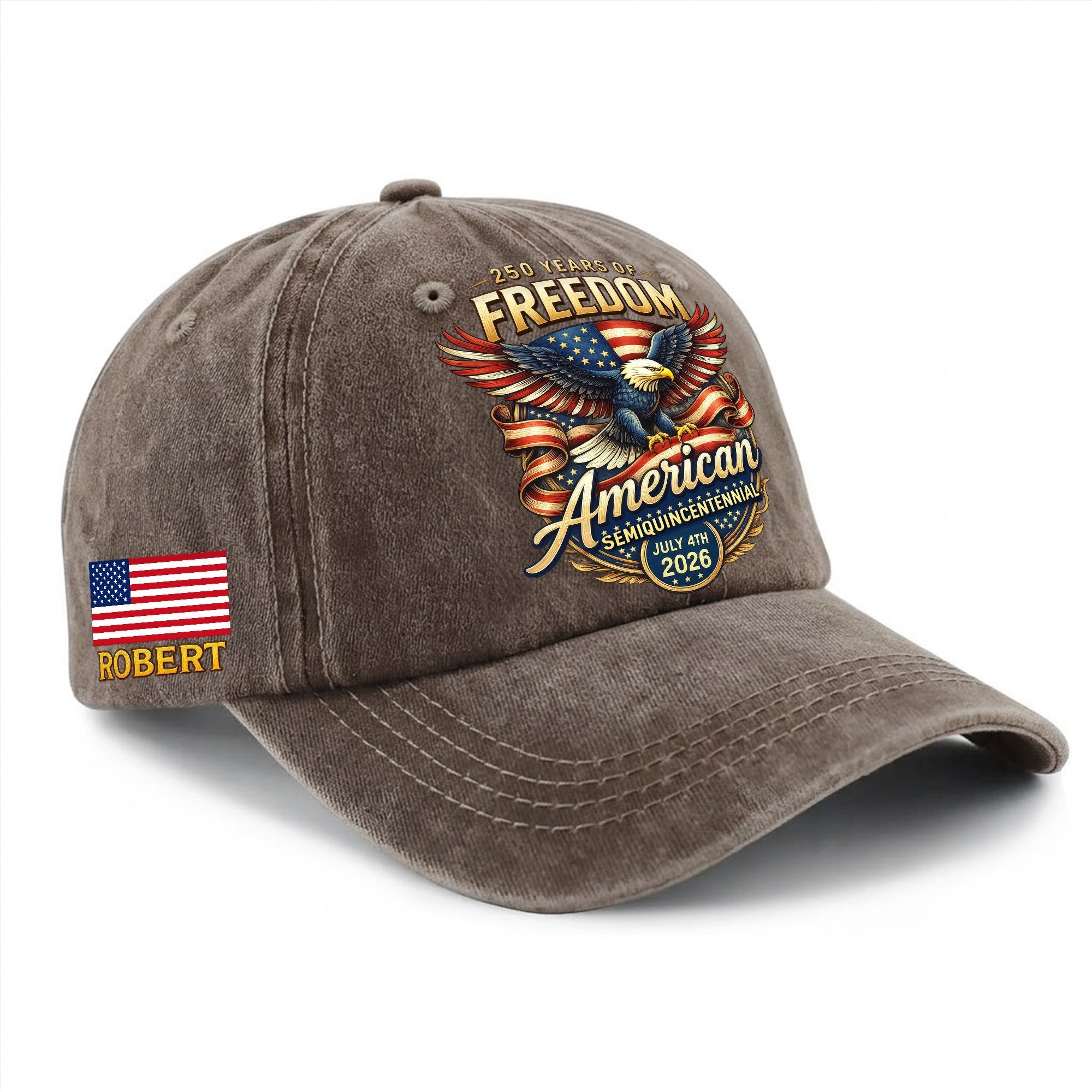Personalized 250th Anniversary Baseball Cap - American Bald Eagle Freedom USA