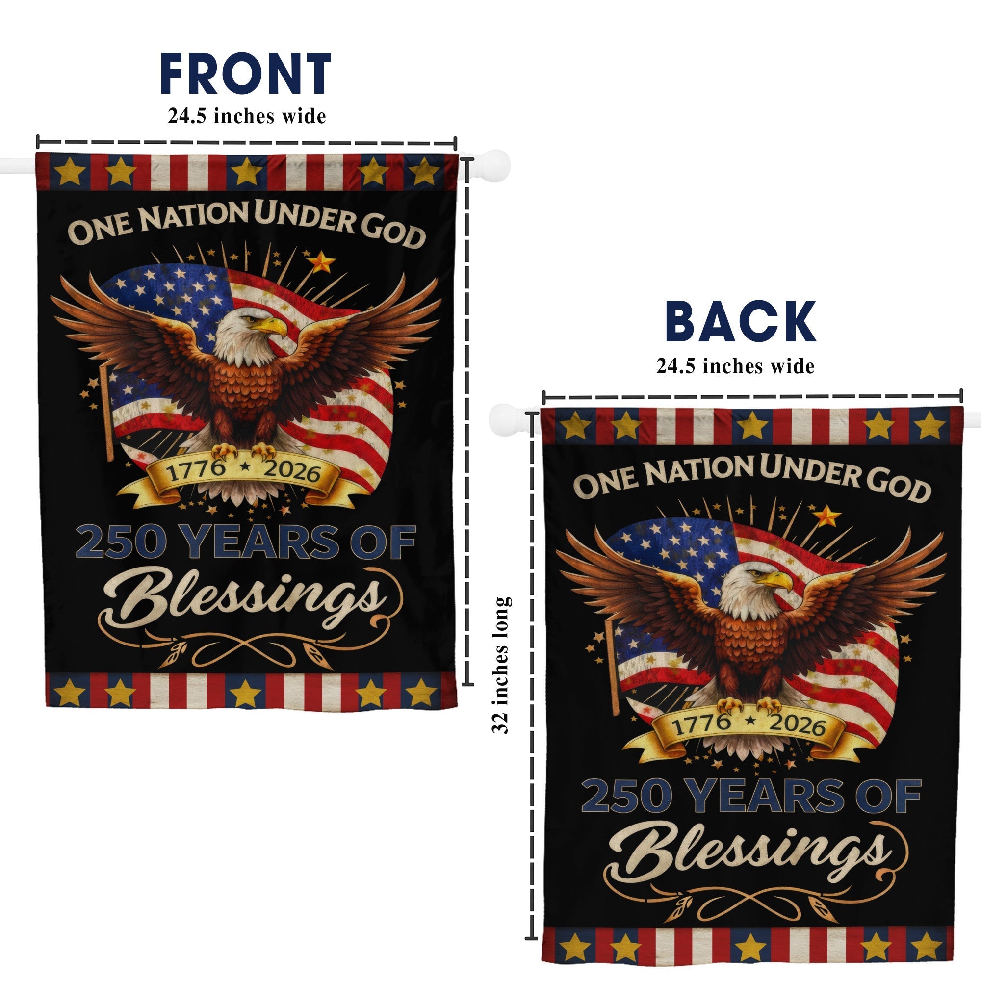 Eagle Design 250th Anniversary American Flag – One Nation Under God, 1776-2026