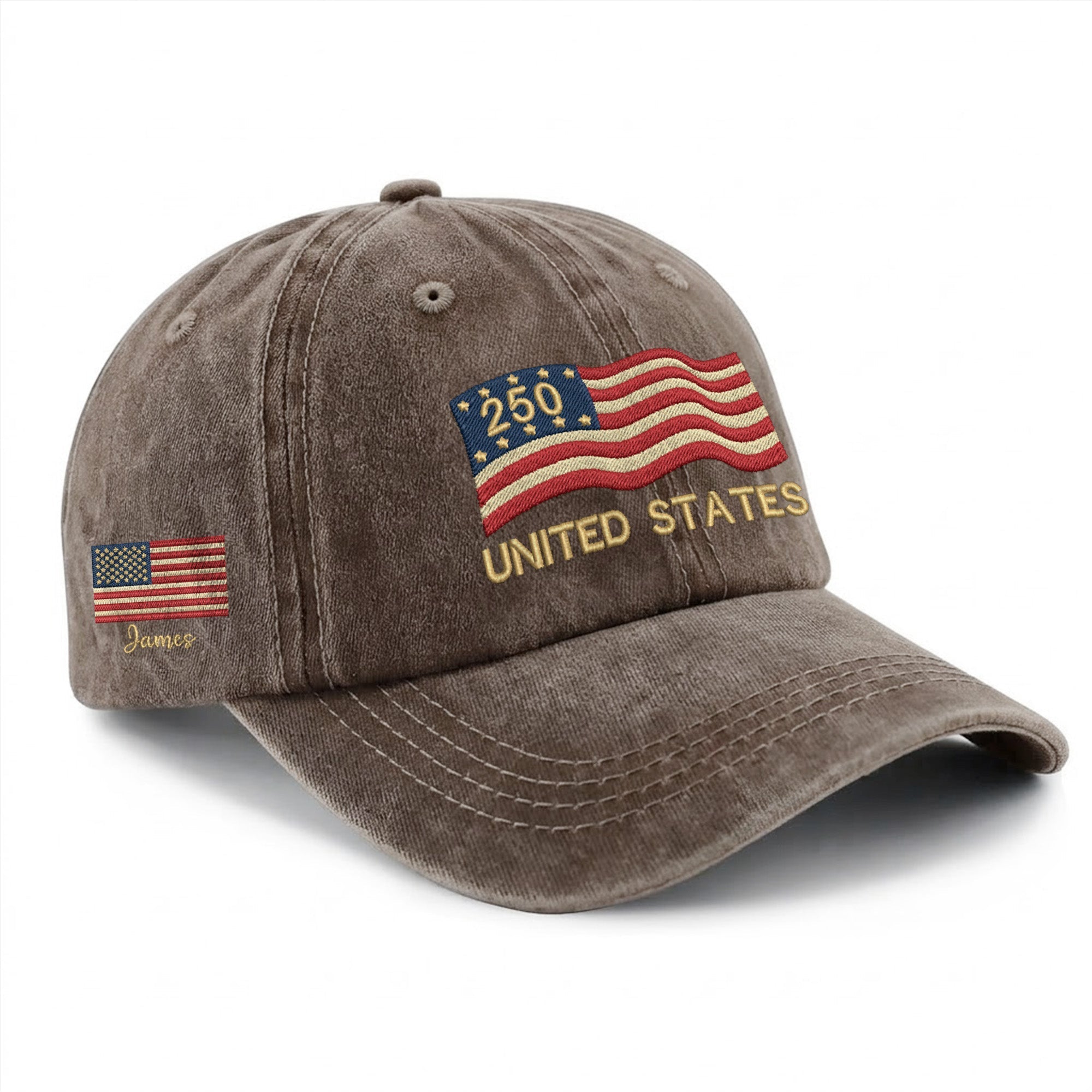 Custom Embroidered USA 250th Anniversary Hat – Personalized United States Flag Cap with Name, 1776-2026