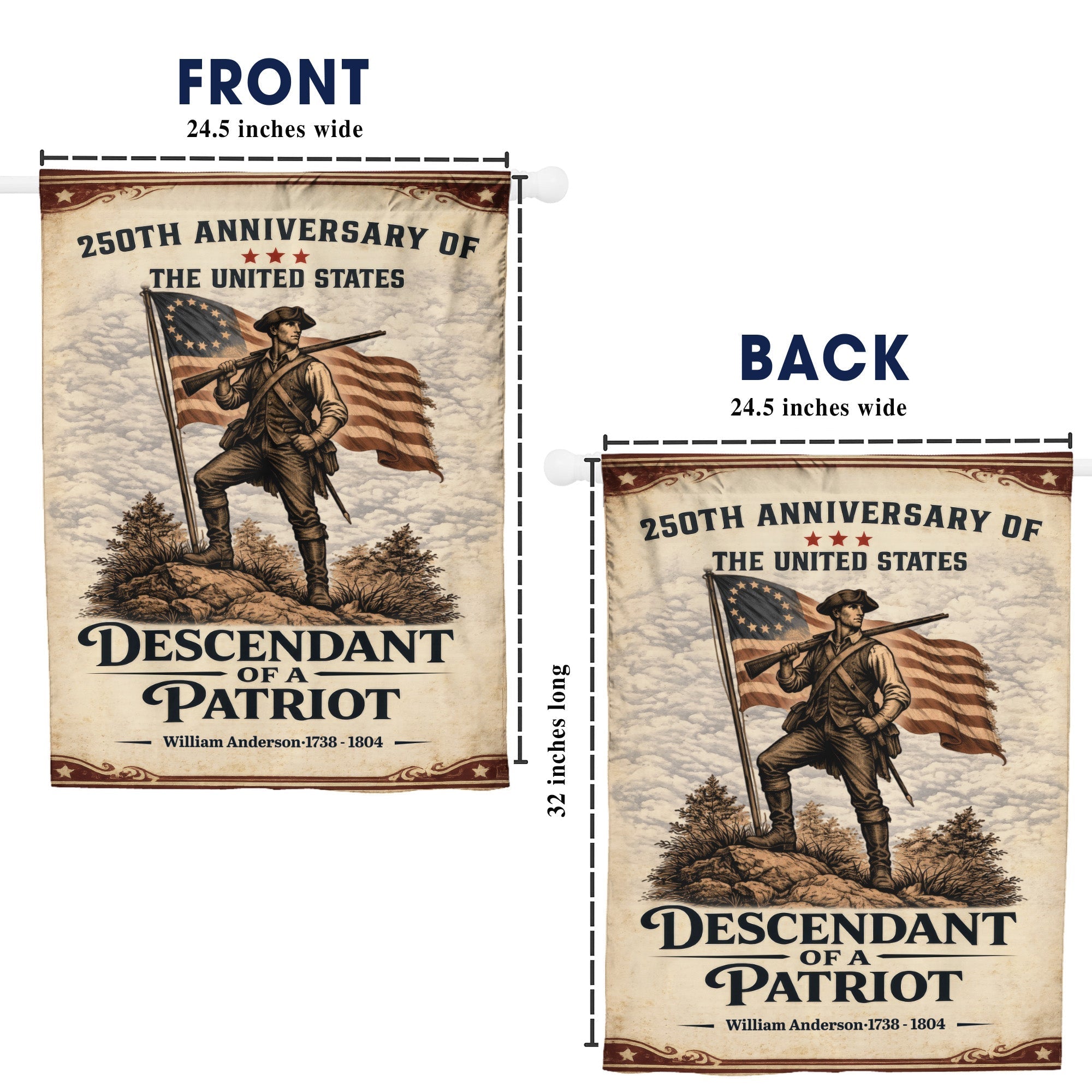 Personalized 1776-2026 USA 250th Anniversary Flag - Custom Scales of Justice Law Order American Eagle Half Round Fan Banner Patriotic Bunting Flag