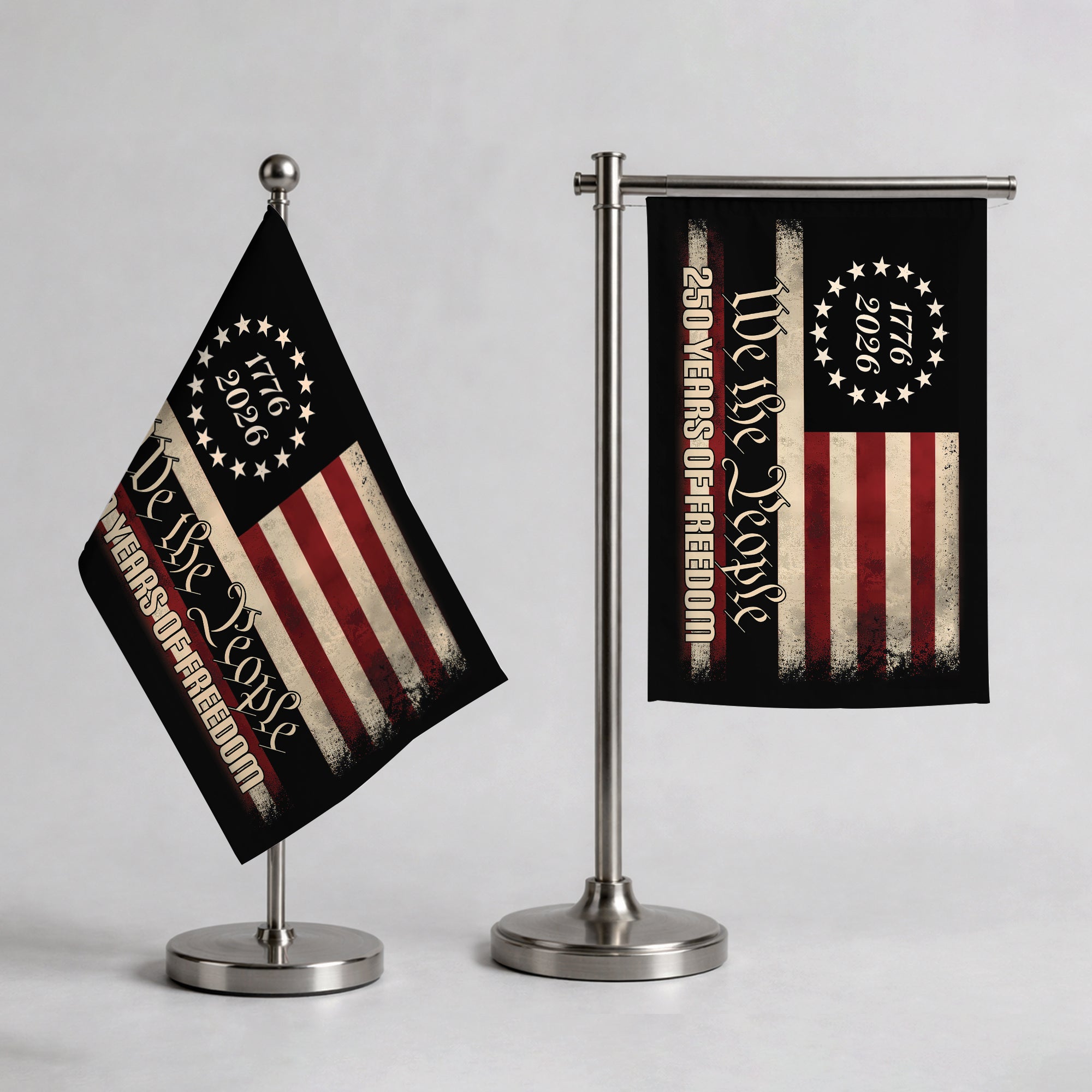 We The People 250th Anniversary Handheld Flag - 1776 to 2026 Patriotic Design
