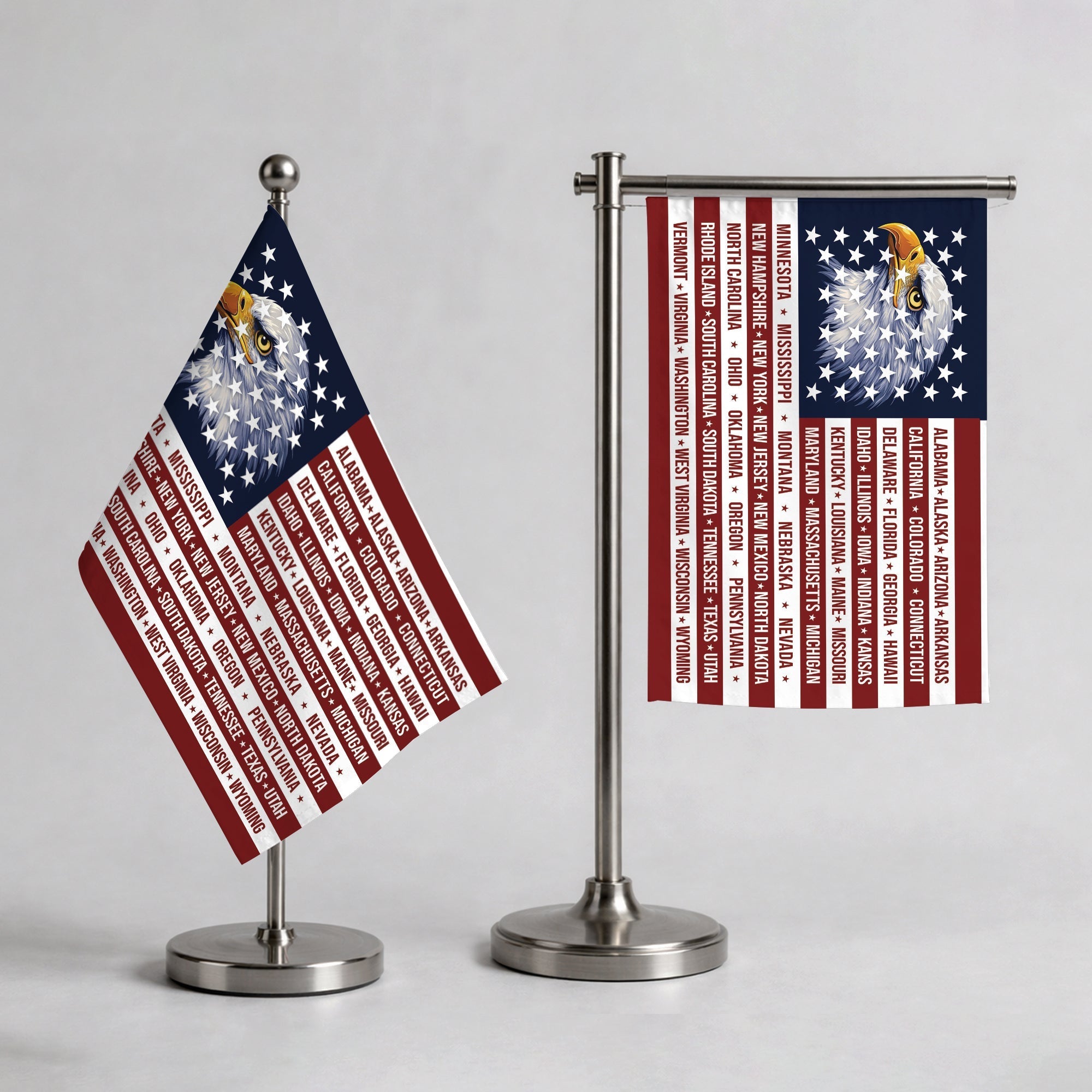 American 250th Anniversary Handheld Flag - Eagle USA Flag with 50 States Design