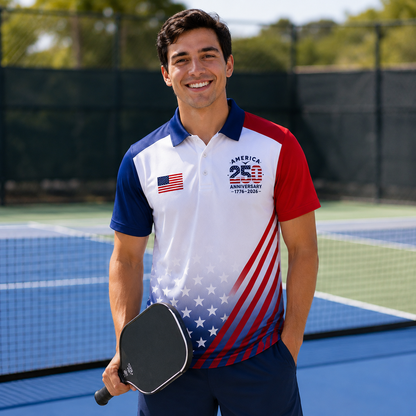 America 250th Anniversary Polo Shirt, 1776-2026 Semiquincentennial Patriotic Golf Shirt