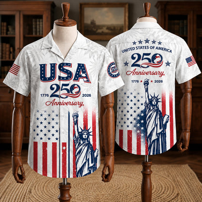 Patriotic Statue of Liberty 1776–2026 - USA 250th Anniversary Hawaiian Shirt