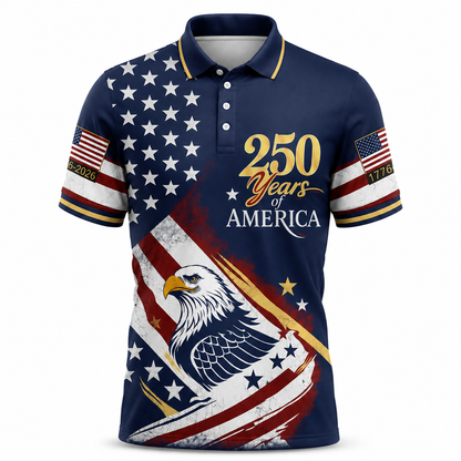 Patriotic USA Polo Shirt, Patriotic American Flag Eagle Golf Shirt