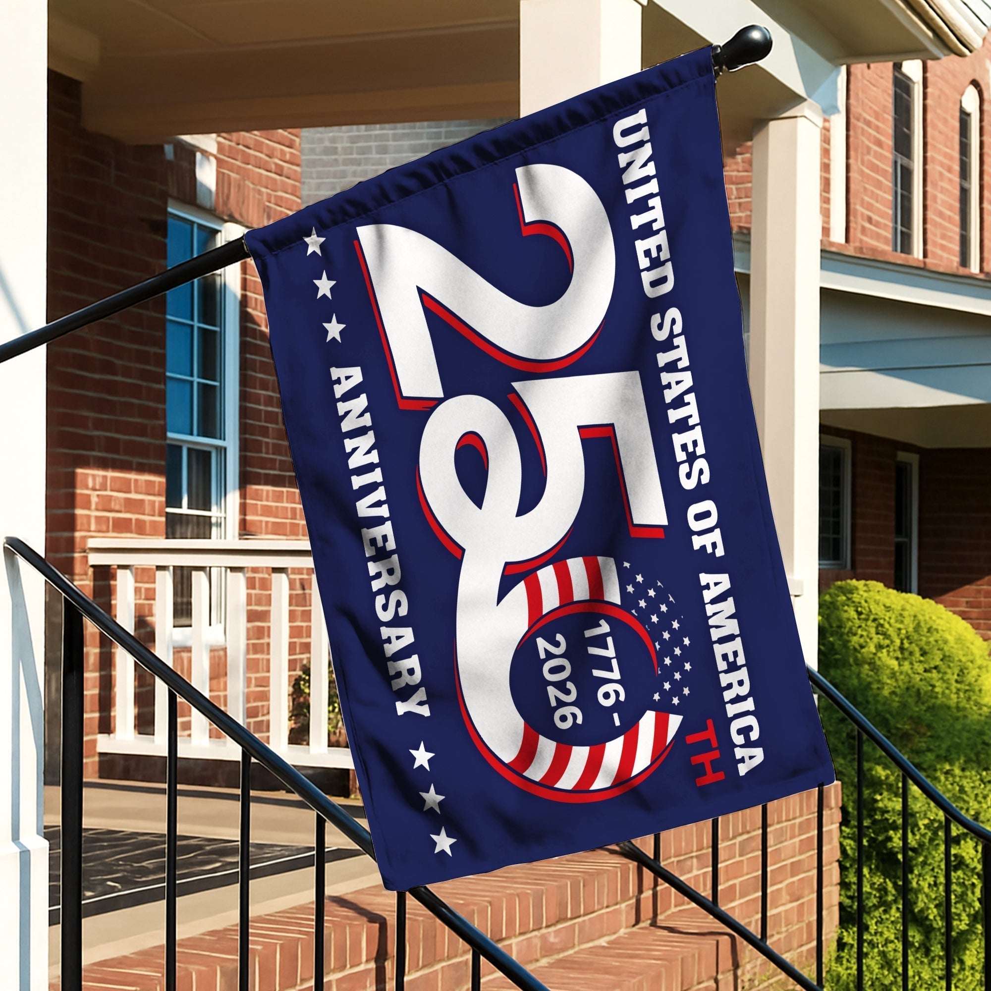 Patriotic 250th Anniversary 1776 2026 United States of America Semiquincentennial Grommet Flag