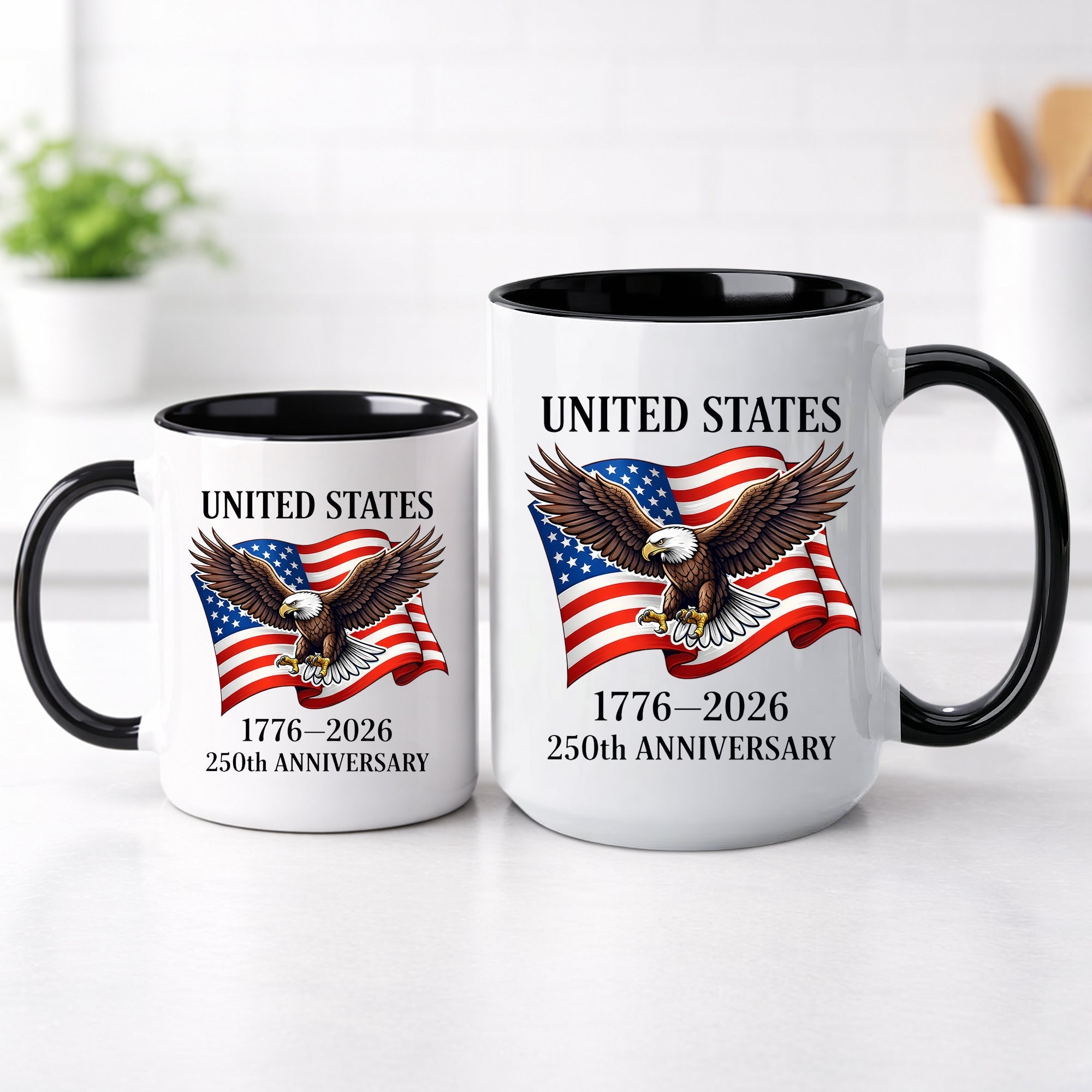 United States 1776–2026 250th Anniversary Bald Eagle Flag Patriotic Accent Coffee Mug