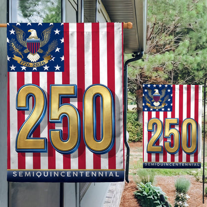 Happy Birthday America 250th Semiquincentennial Garden Flag, Patriotic Yard Flag Decor 250 Years House Banner, USA Porch Decoration