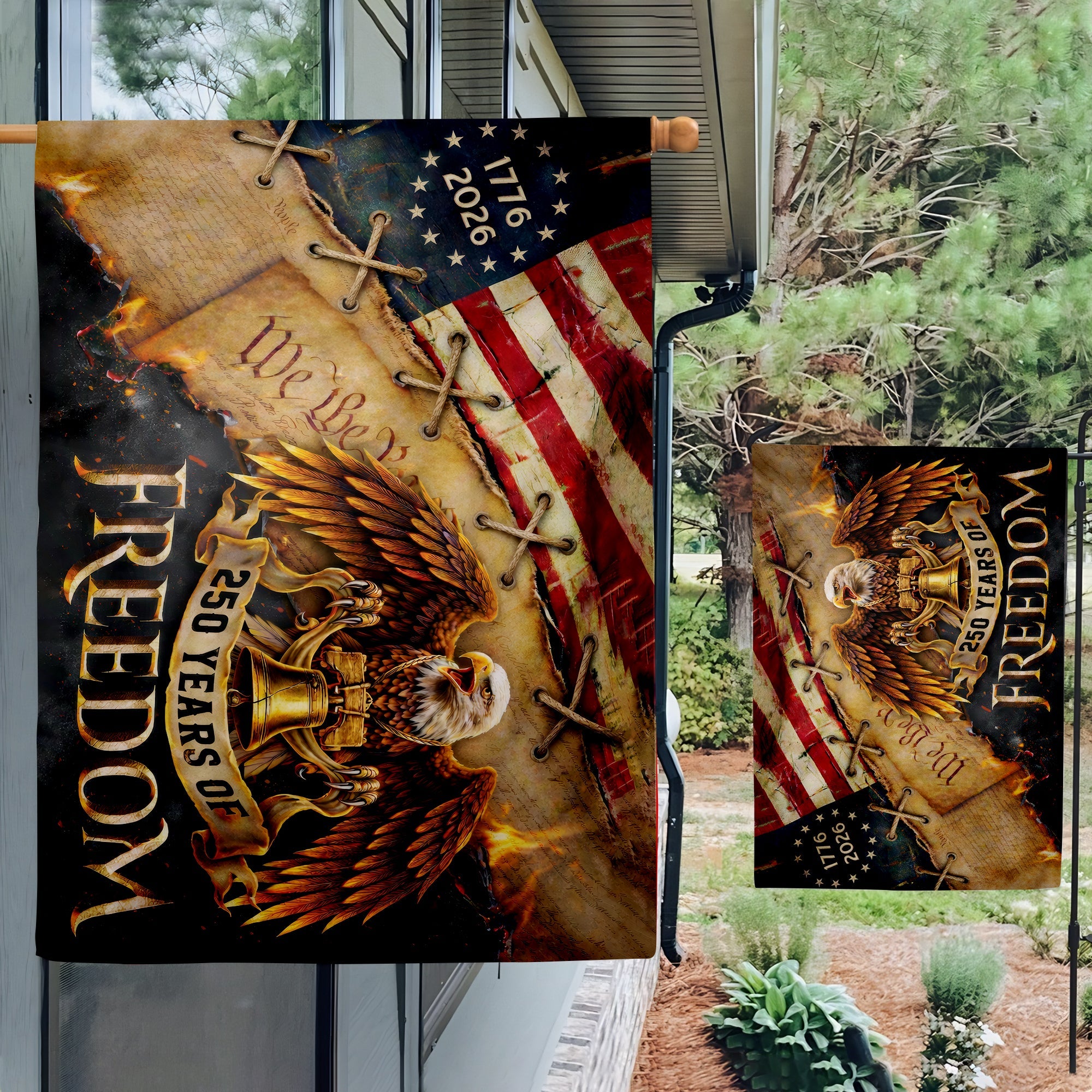 Patriotic 250th Anniversary 1776 2026 United States of America Semiquincentennial Grommet Flag