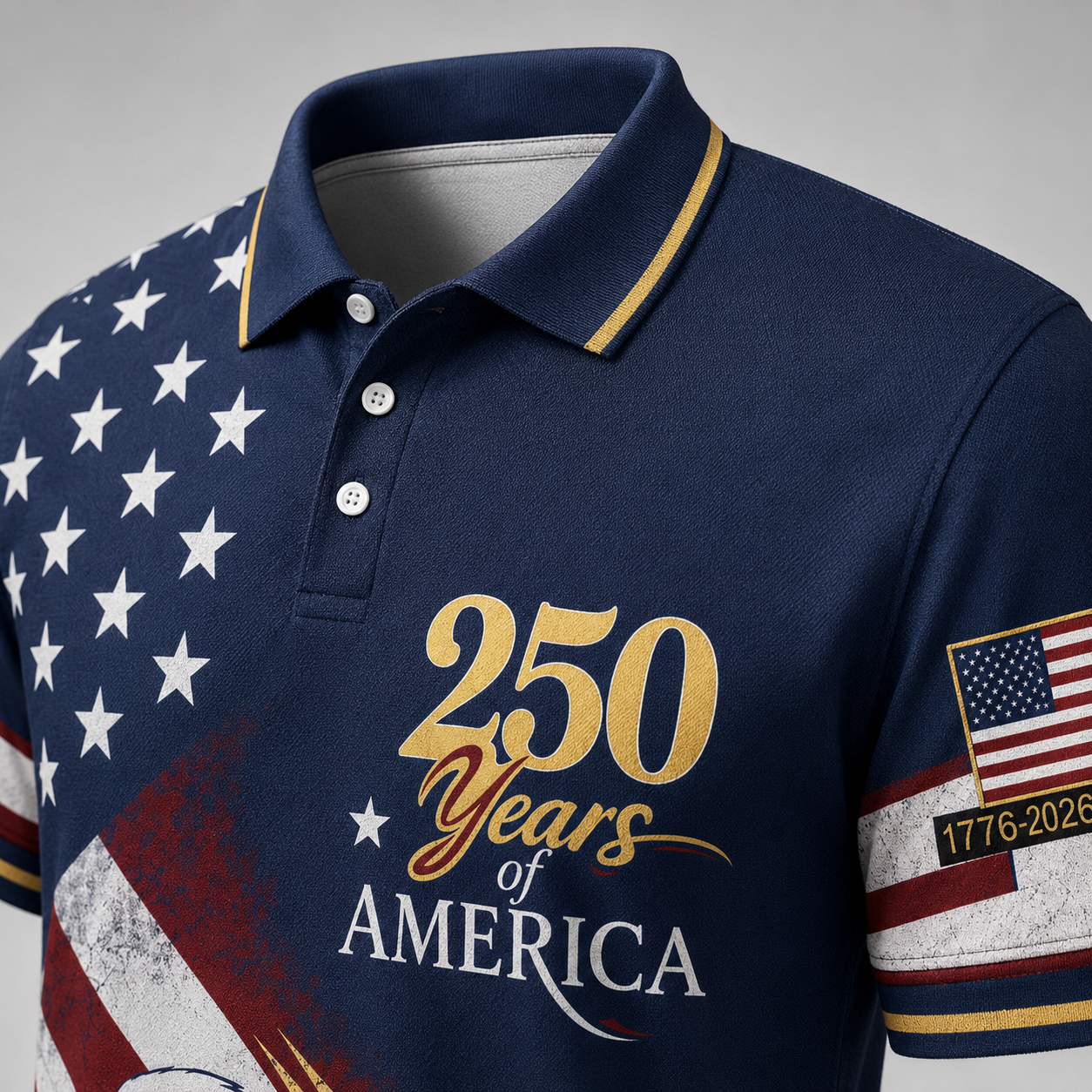 Patriotic USA Polo Shirt, Patriotic American Flag Eagle Golf Shirt