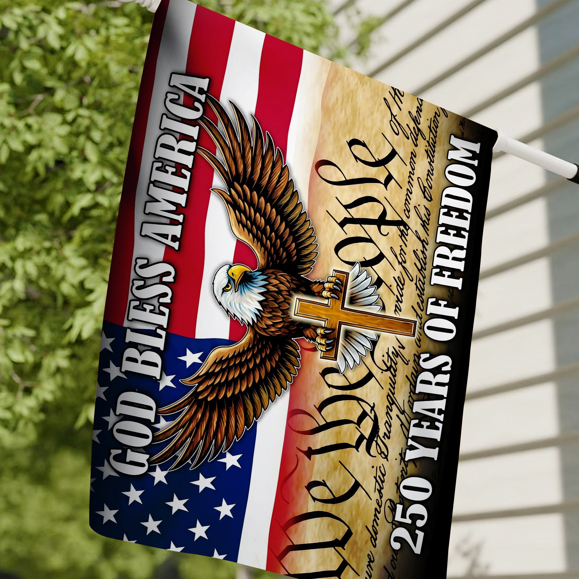 Patriotic 250th Anniversary 1776 2026 United States of America Semiquincentennial Grommet Flag