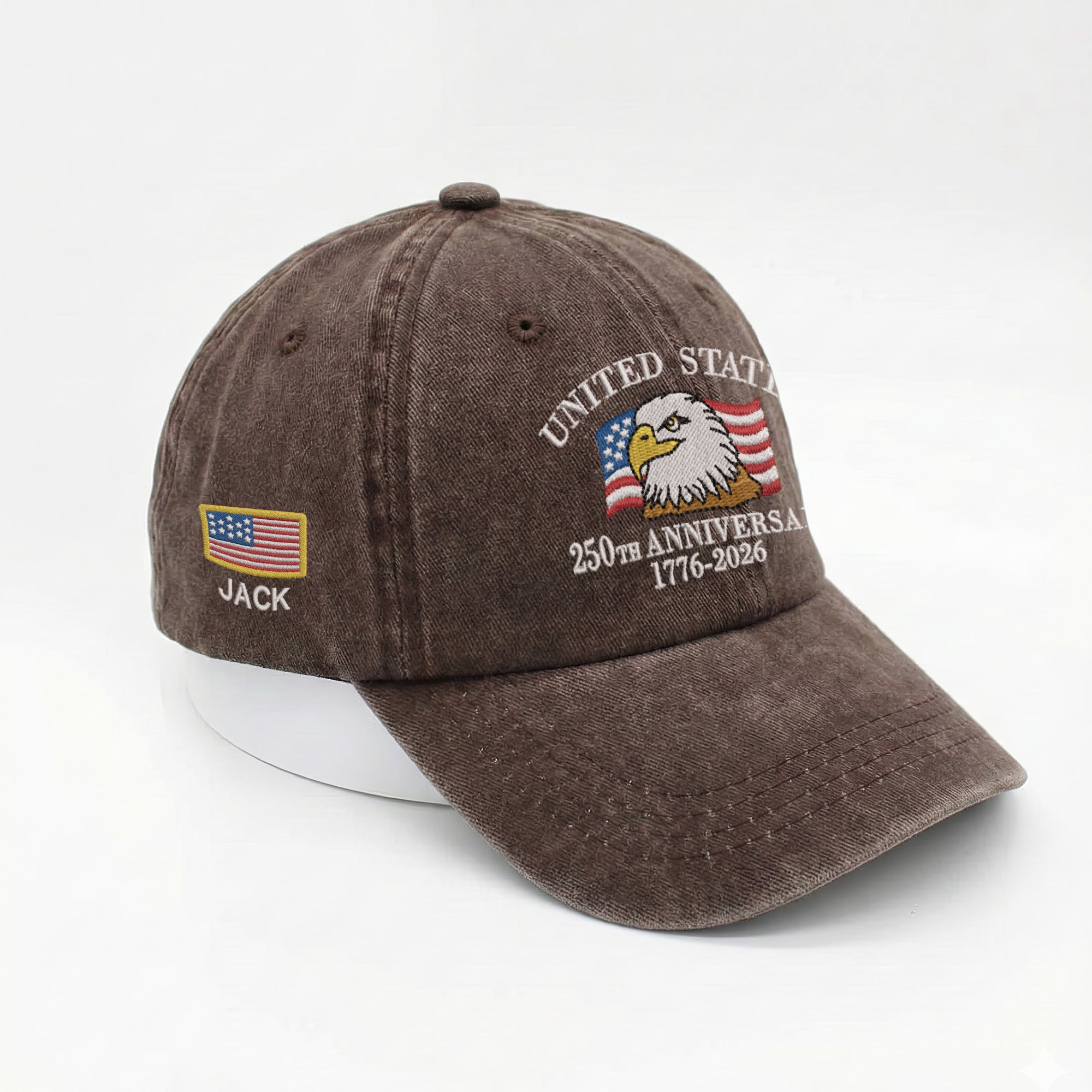 Patriotic 250th Anniversary Cap, Custom Embroidered USA Eagle Baseball Hat