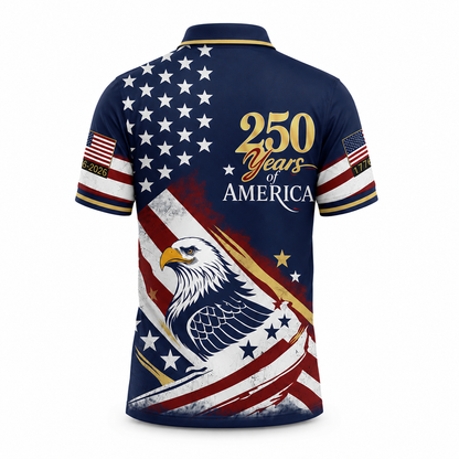 Patriotic USA Polo Shirt, Patriotic American Flag Eagle Golf Shirt