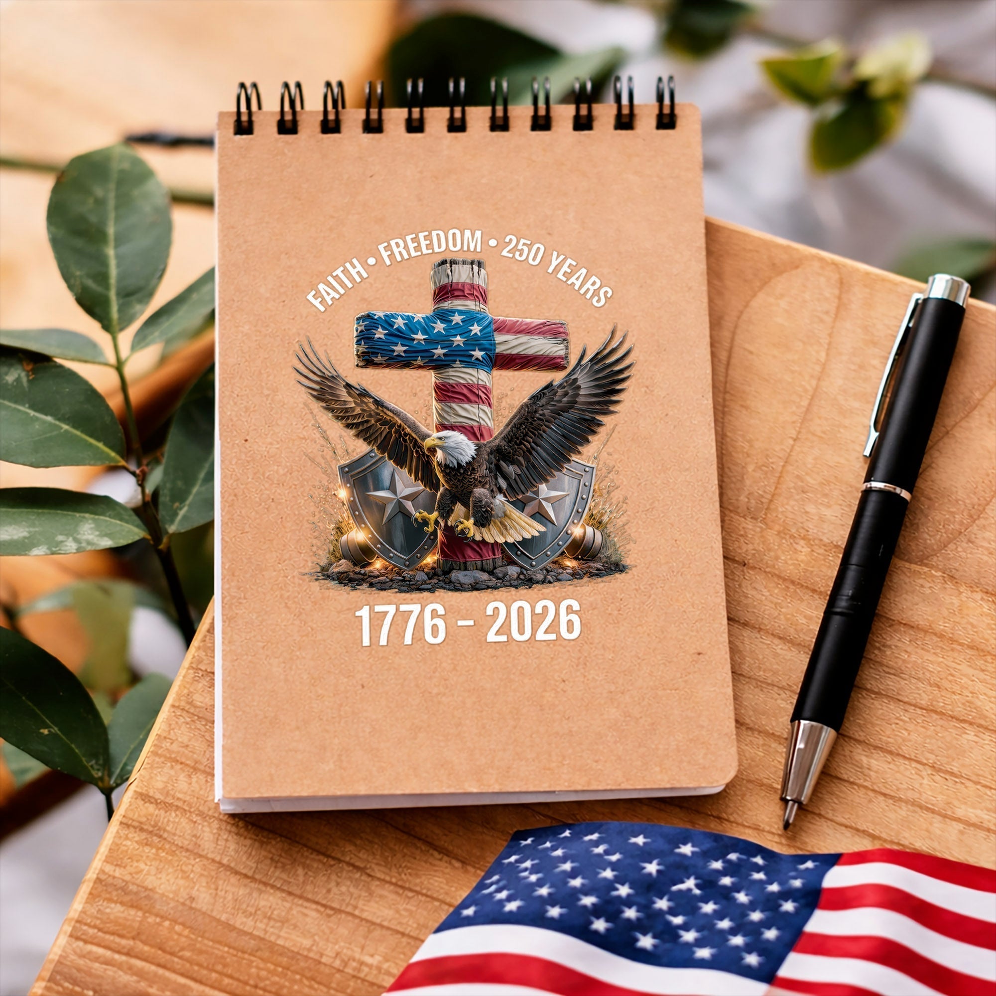 🔥 LIMITED TIME OFFER – Faith & Freedom USA Eagle Cross 250th UV DTF 3D Decal (1776–2026)
