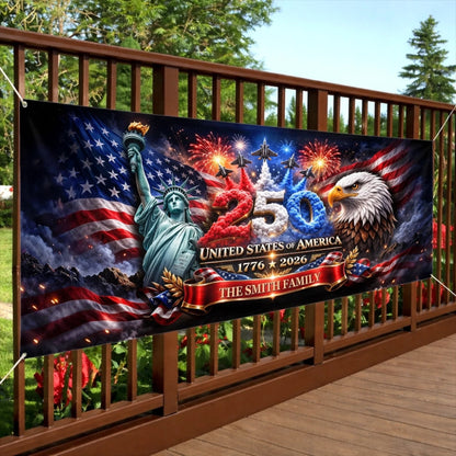 Custom Outdoor Banner – Personalized America 250th Gifts for Family