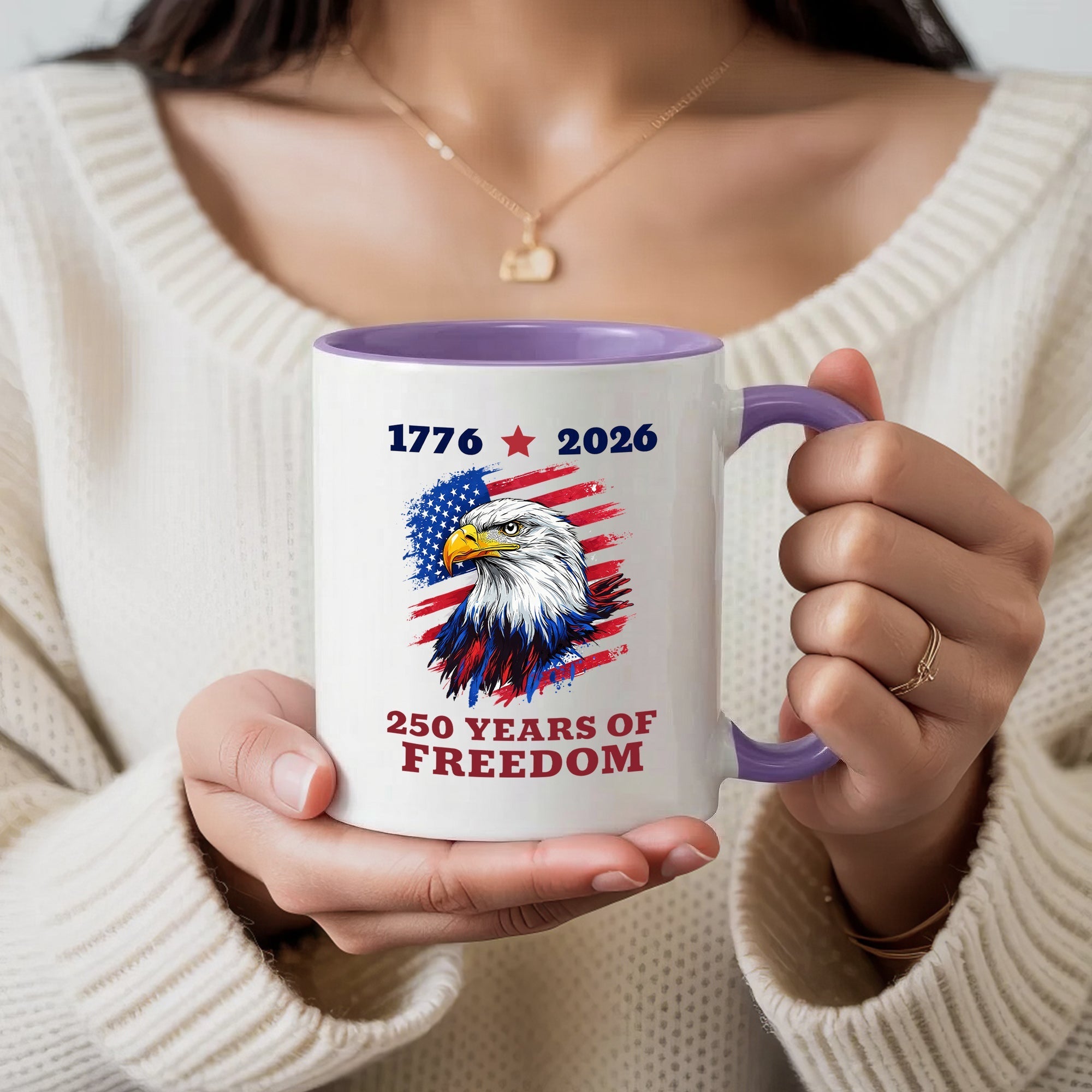 United States 1776–2026 250th Anniversary Bald Eagle Flag Patriotic Accent Coffee Mug