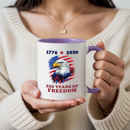 United States 1776–2026 250th Anniversary Bald Eagle Flag Patriotic Accent Coffee Mug