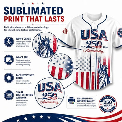 USA 250th Anniversary Horse Patriotic Baseball Jersey | Vintage 1776–2026 American Freedom Shirt