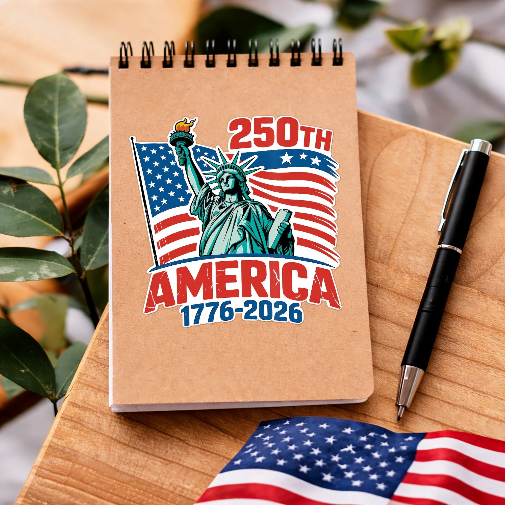 USA Flag Liberty Statue 250th Anniversary Decal Sticker 1776-2026
