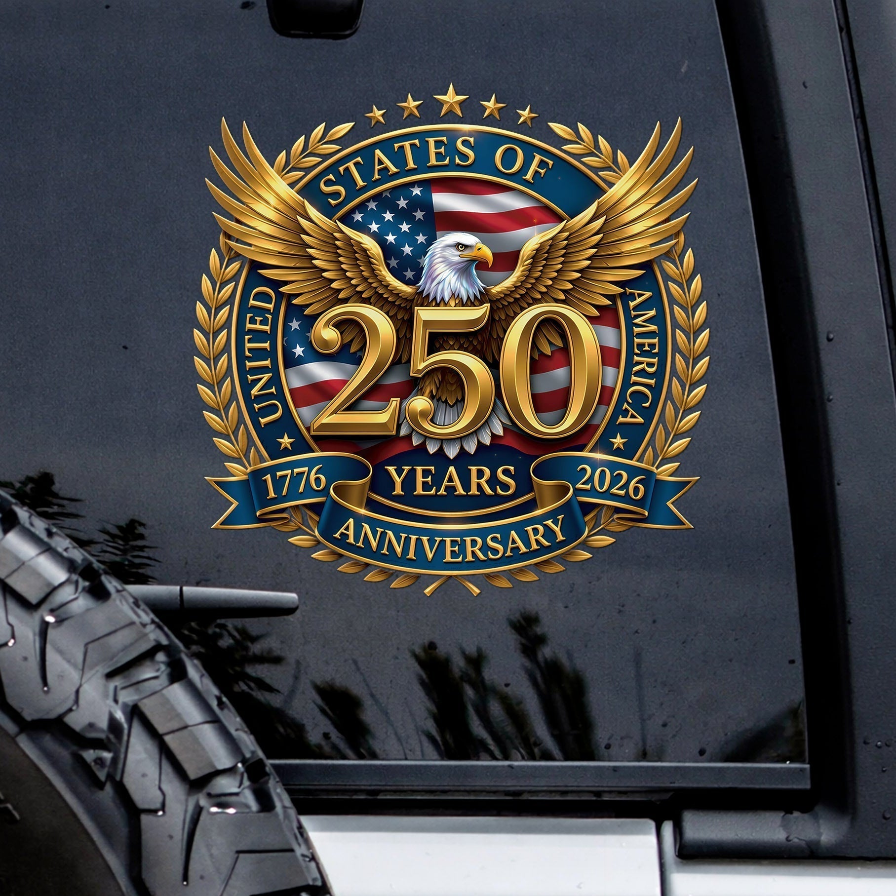 🔥 LIMITED TIME OFFER - God Bless America 250th Anniversary Christian Eagle UV DTF 3D Decal
